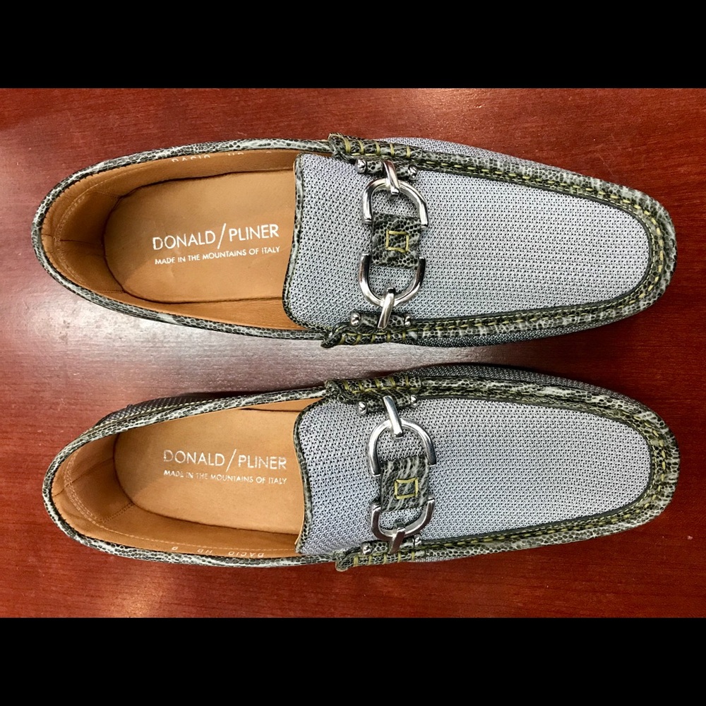 Donald Pliner Silver Herringbone Loafers